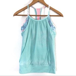 Ivivva Girls Double Dutch Tank Blue Built in Bra